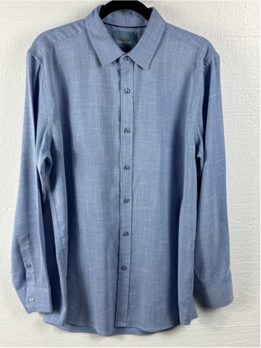 Tom Baine Blue Performance Collection Slim Fit Casual Button Down Shirt size L